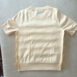 J. Crew Cream Ruffled Crew Neck Tee